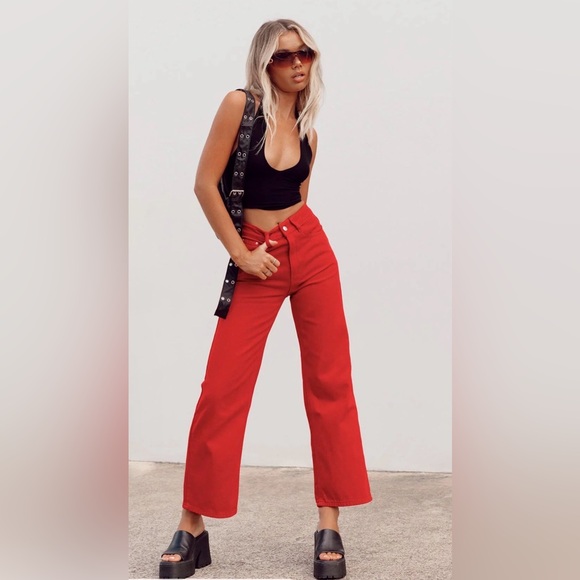 Princess Polly Denim - Princess Polly Bold Red Trousers